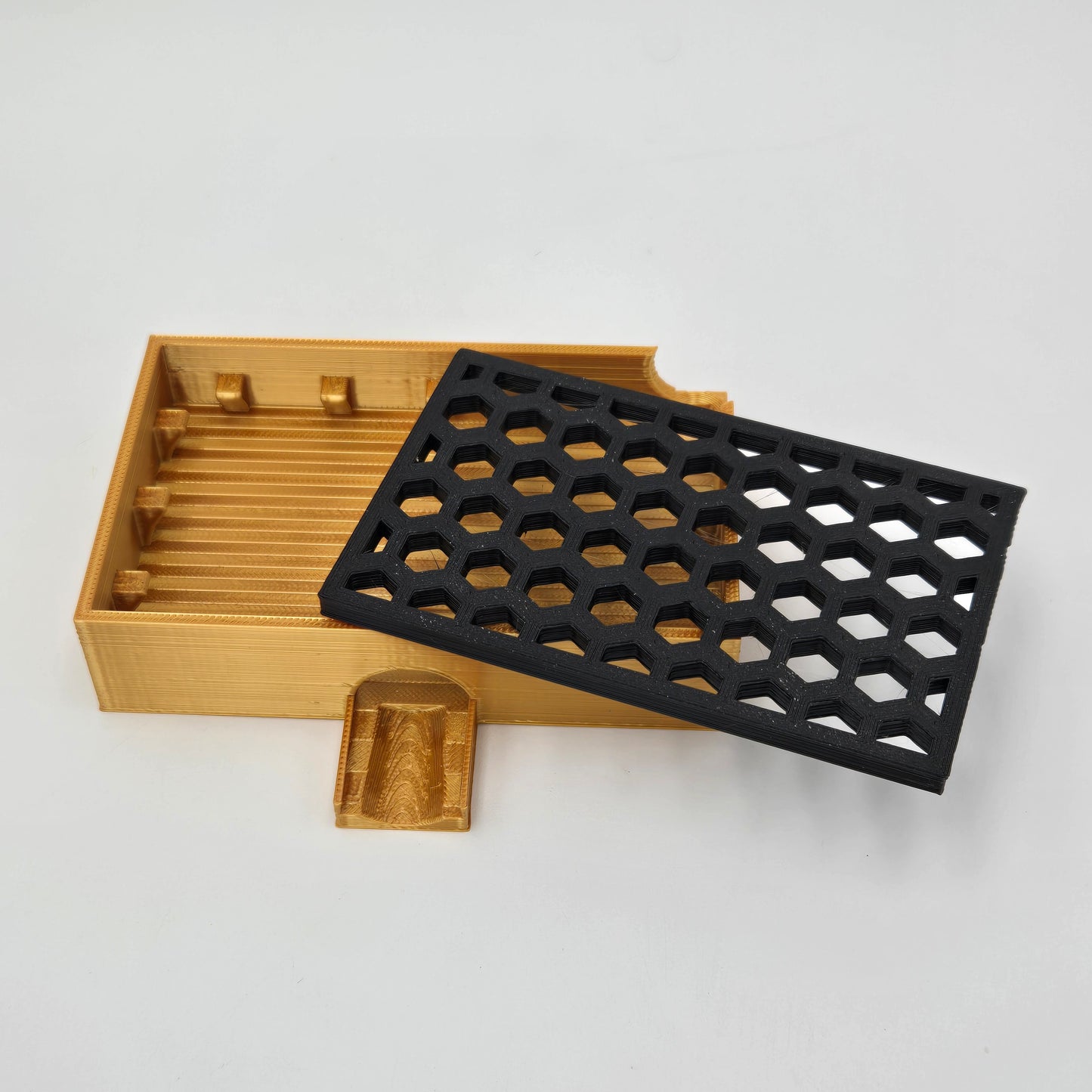 Mini Soap Holder w/ Spout 3D Printed Black & Gold Decor Gift Decoration Lakeland3D
