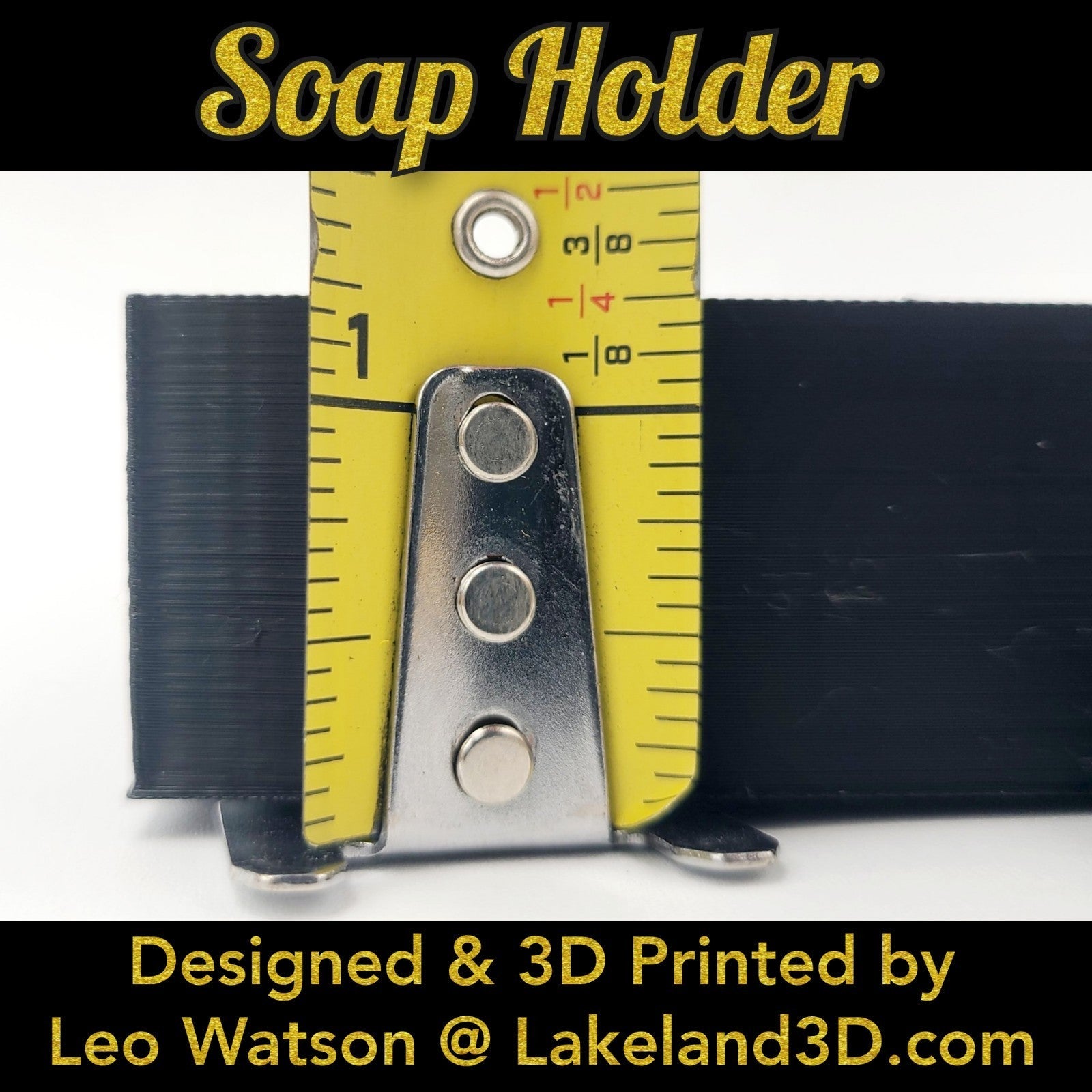 Soap Holder w/ Spout 3D Printed Black & Gold Decor Gift Decoration Lakeland3D