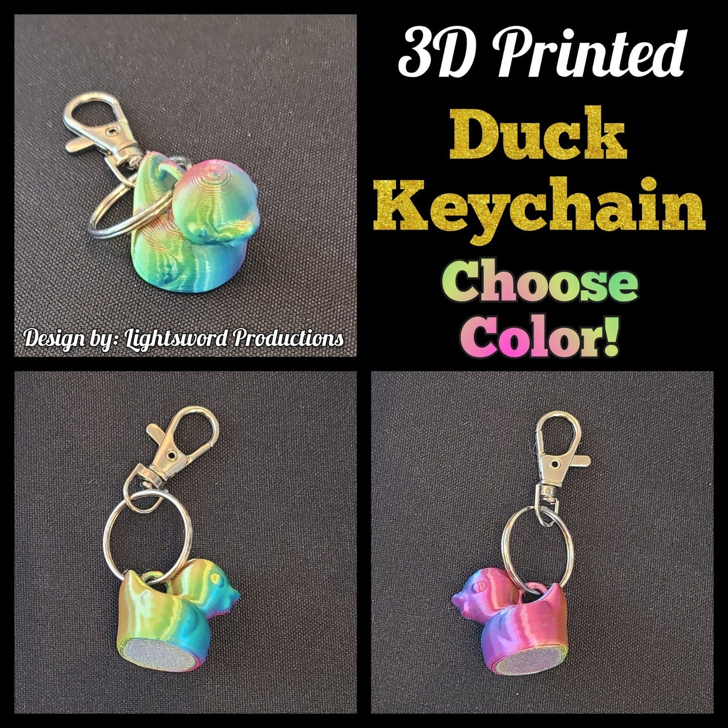 3D Printed Duck KEYCHAIN Multicolored JEEP Duckies Toy Gift Decoration Cruise