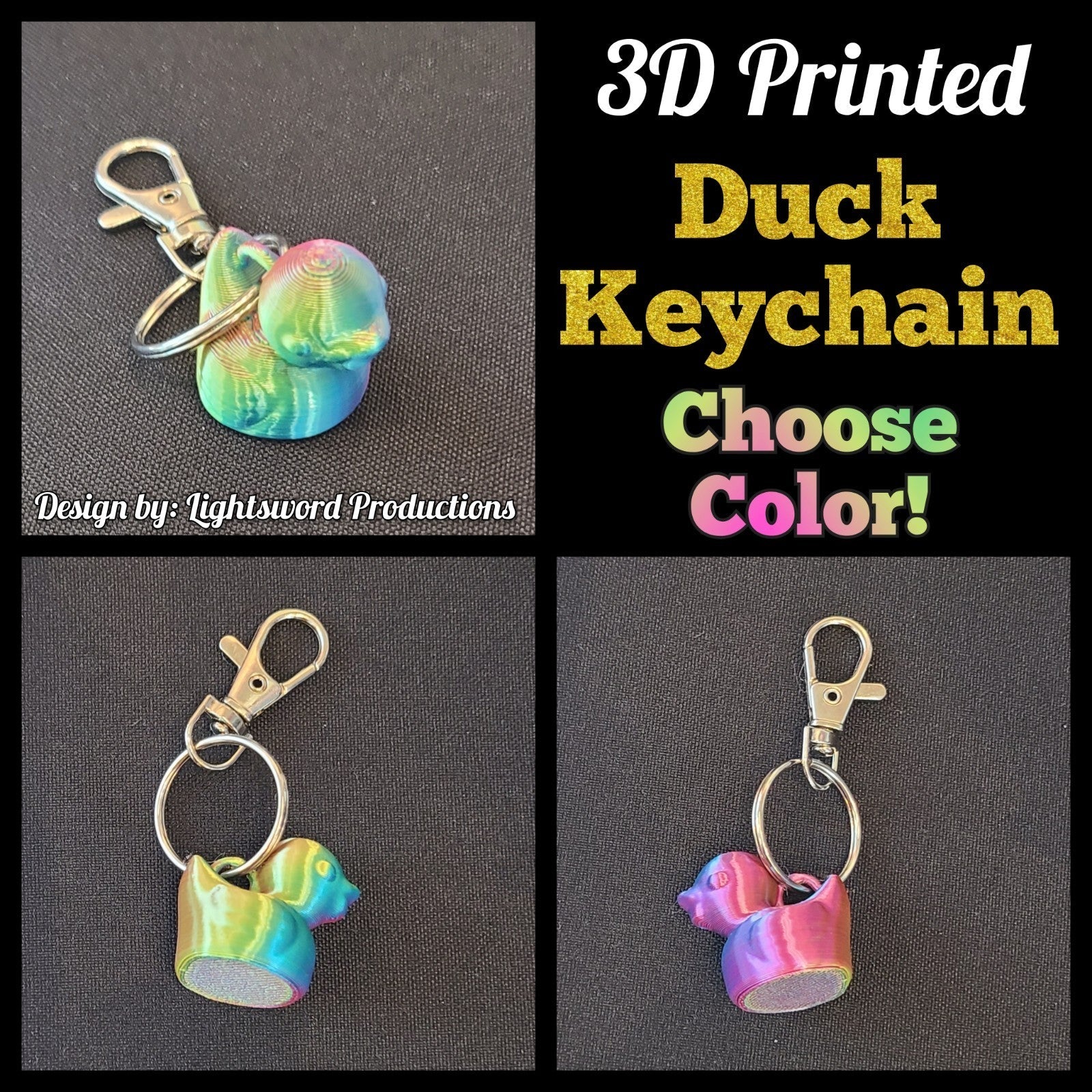 3D Printed Duck KEYCHAIN Multicolored JEEP Duckies Toy Gift Decoration Cruise