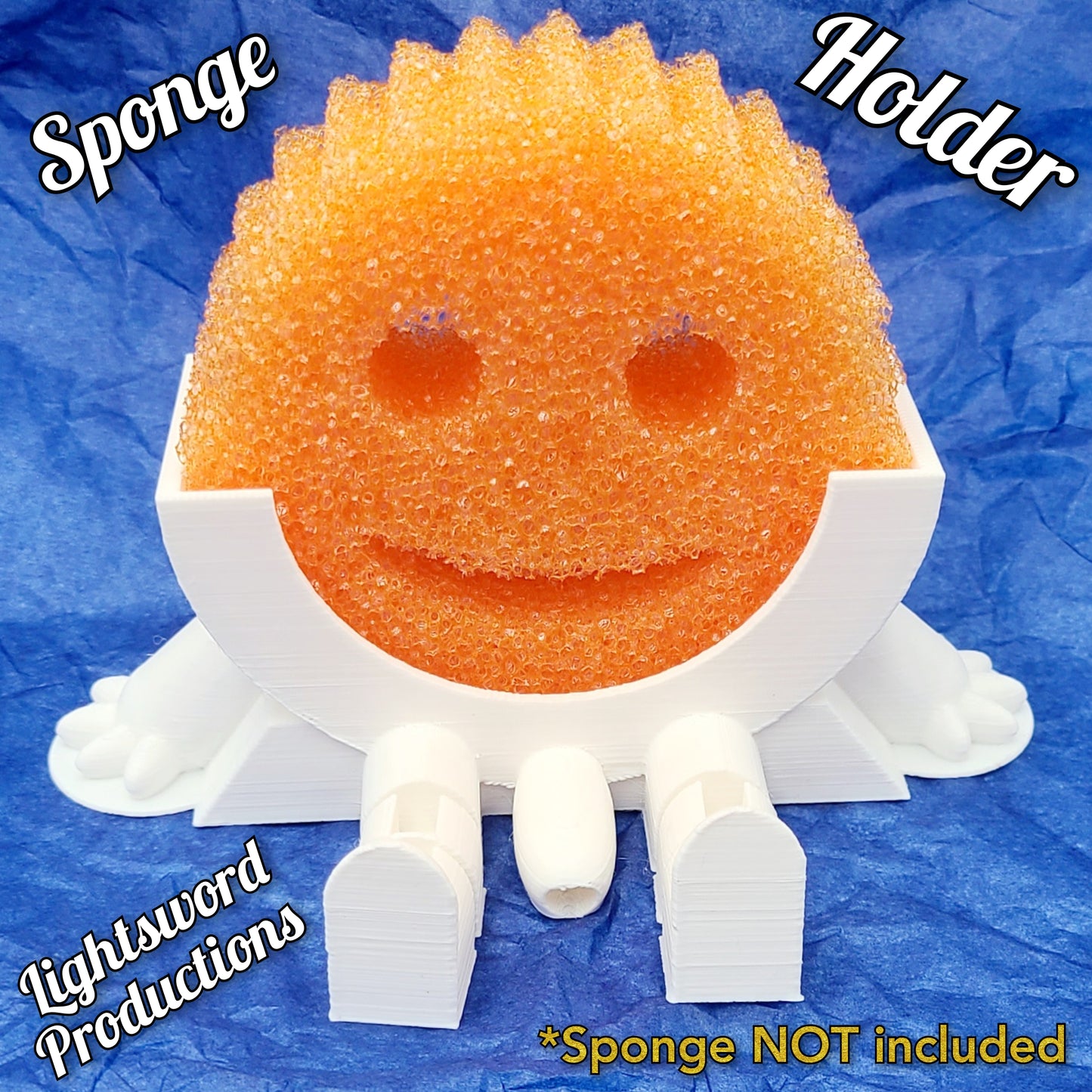 *Choose Color* 3D Printed Sponge Daddy Holder Kitchen Organization Smiley Face